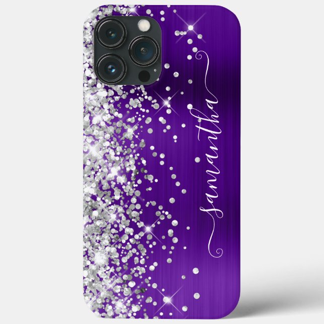 Coques Case-Mate iPhone Pailleté Argent Violet Clair Signature Féminin (Verso)