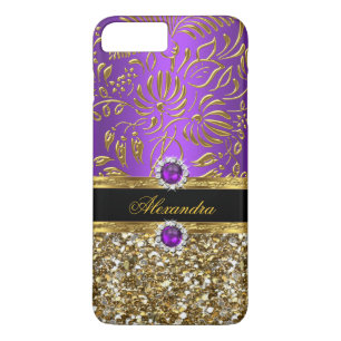 Case-Mate iPhone Case Pailleté damassé élégant floral violet or