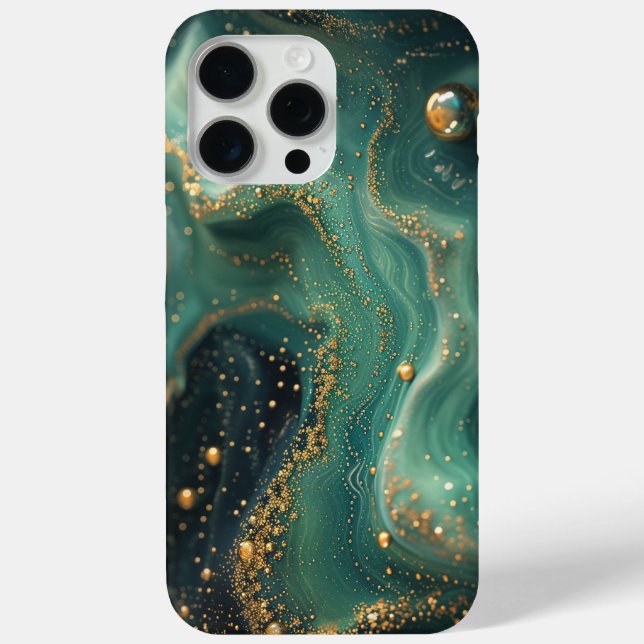 Coques Case-Mate iPhone Pailleté de luxe vert émeraude malachite or Design (Verso)