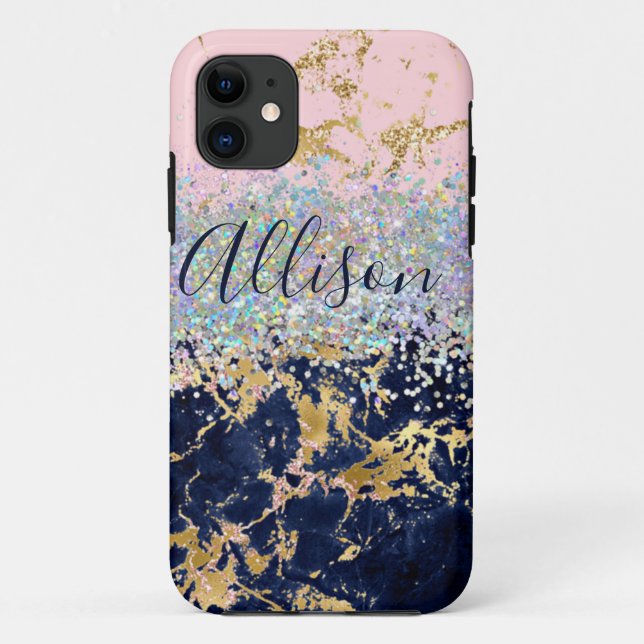 Coques Case-Mate iPhone Pailleté et marbre personnalisé  (Dos)