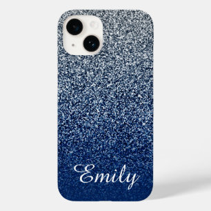 Coque Case-Mate iPhone Pailleté Ombré Navy Argent Personnalisé