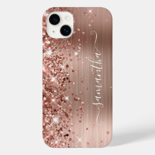 Coque Case-Mate iPhone Pailleté Or Rose Glam Moderne Féminin Signature