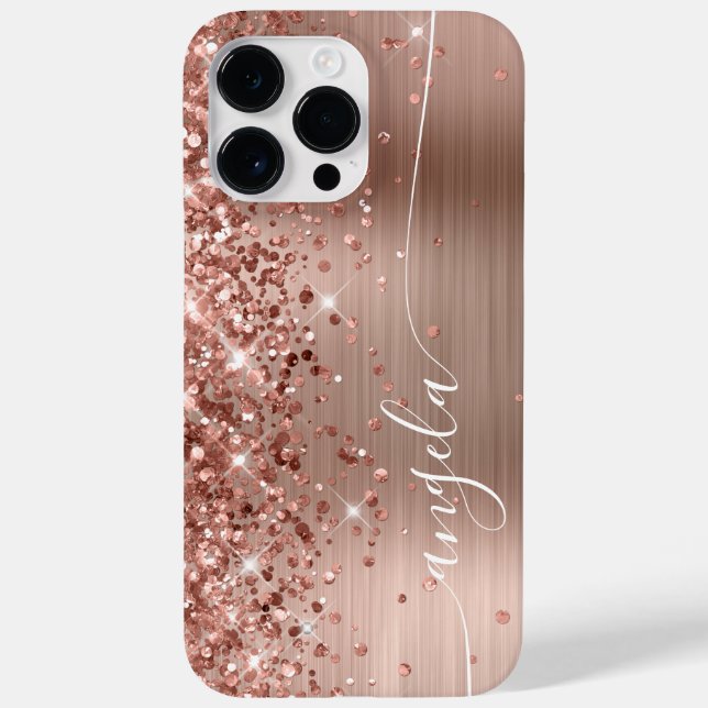 Coques Case-Mate iPhone Pailleté Or Rose Glam Signature (Verso)