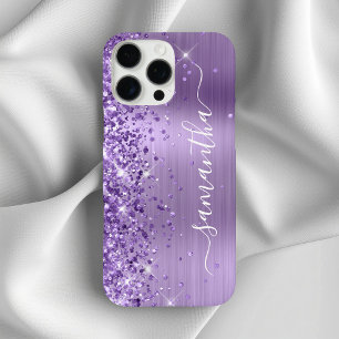 Coque iPhone 16 Pro Max Pailleté Violet Clair Signature Glamour Féminin