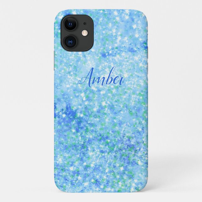 Coques Case-Mate iPhone Paillette bleu bébé élégant Personnalisé (Dos)