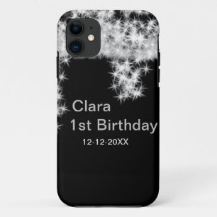 Case-Mate iPhone Case Pailletterie noire argent ajouter nom date de nais