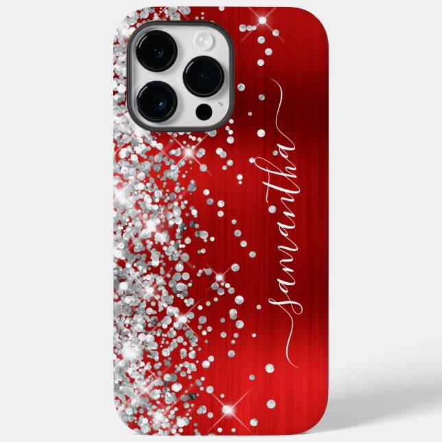 Coques Case-Mate iPhone Paillettes Argentées Feuille de Cuivre Moderne Sig (Verso)