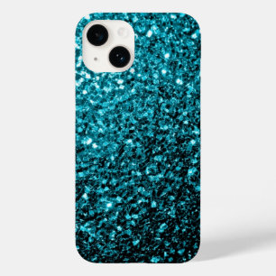 Coque Pour iPhone 14 Paillettes bleu aqua scintillent