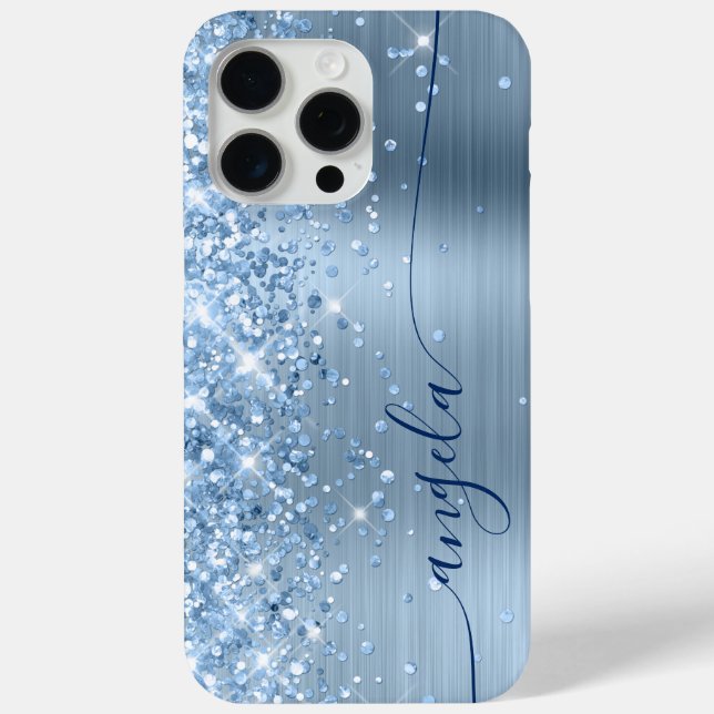 Coques Case-Mate iPhone Paillettes Bleu Clair Glam Navy Signature (Verso)
