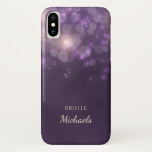 Etui iPhone Case-Mate Paillettes Bokeh Violet Élégant Avec Nom