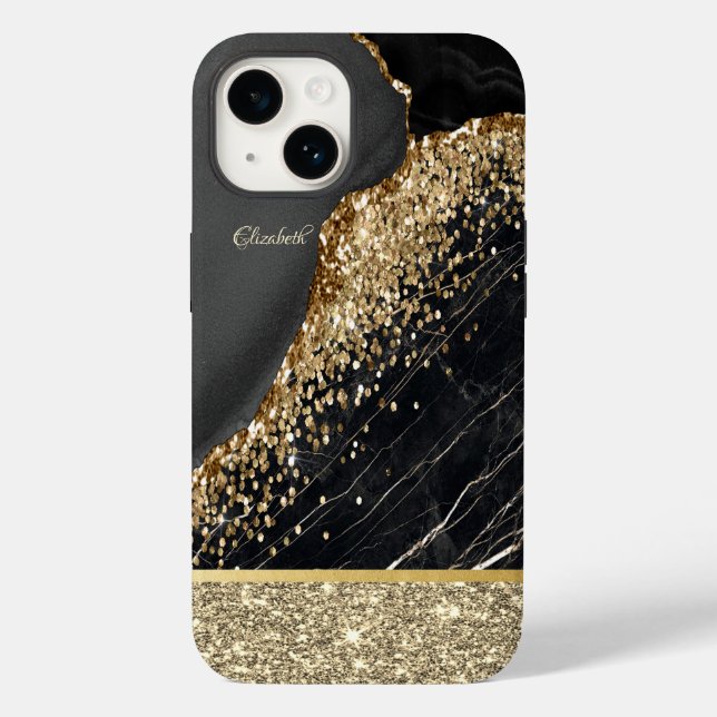 Coques Case-Mate iPhone Paillettes de glitter doré élégant et stylé sur ma (Verso)