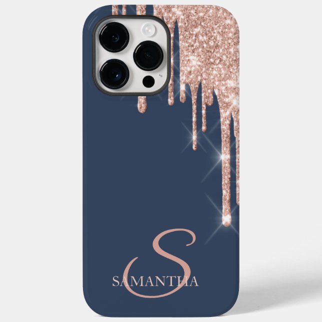 Coques Case-Mate iPhone Paillettes de rose doré élégant qui gouttent  (Verso)