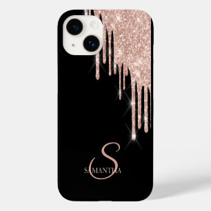 Coque Case-Mate iPhone Paillettes de rose doré élégant qui gouttent