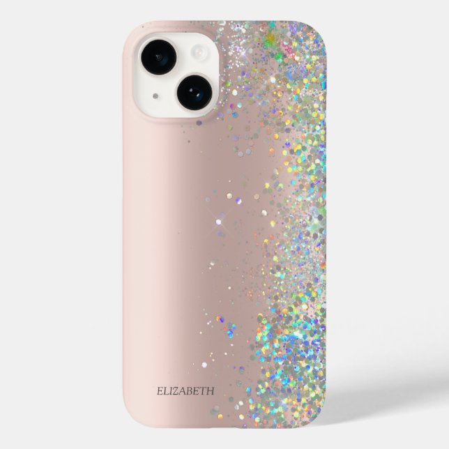Coques Case-Mate iPhone Paillettes de strass élégantes modernes rose gold (Verso)