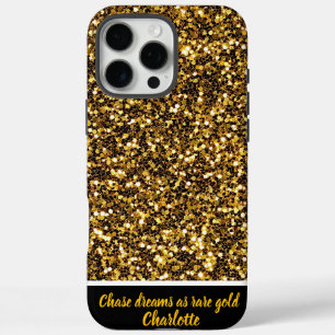 Coque iPhone 16 Pro Max Paillettes dorées scintillant brillamment