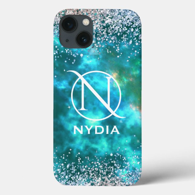 Coques Case-Mate iPhone Paillettes Girly Sweet 16 Sarcelle (Verso)