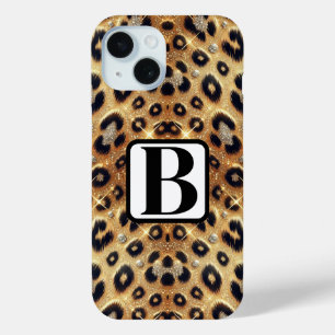 Coque Case-Mate iPhone Paillettes Glam Or Imprimé Léopard Guépard Noir