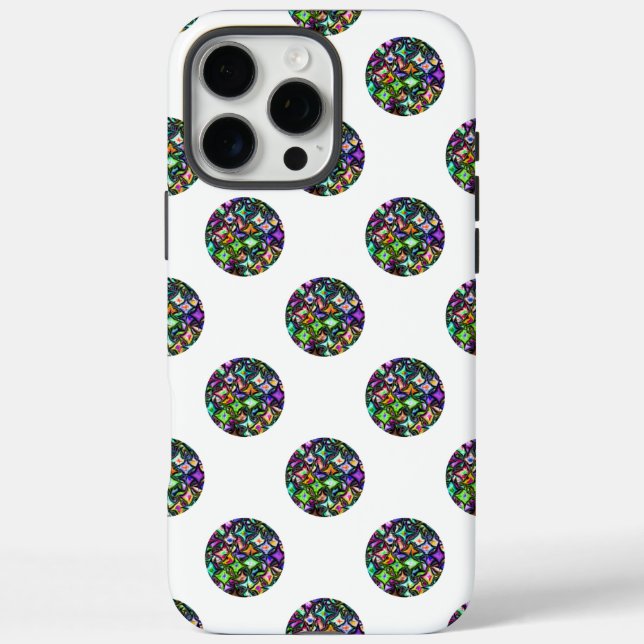 Coques Case-Mate iPhone Paillettes Kaléidoscope Points sur Fond Blanc (Verso)