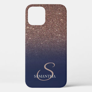 Case-Mate iPhone Case Paillettes Marron Elégantes Gouttes, Bleu Nuit