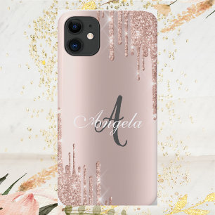 Case-Mate iPhone Case Paillettes Modernes Gouttes Rose Gold, Monogramme