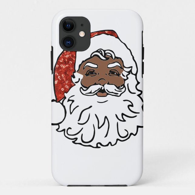 Coques Case-Mate iPhone paillettes noir santa claus (Dos)