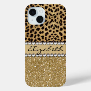 Coque Case-Mate iPhone Paillettes Or Tache De Léopard Rhinestone