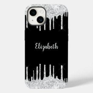 Coque Case-Mate iPhone Paillettes qui dégoulinent Noir Blanc Monogramme A