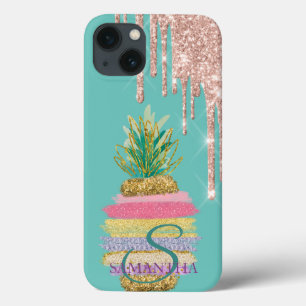 Case-Mate iPhone Case Paillettes qui dégoulinent Rayé Menthe verte Anana