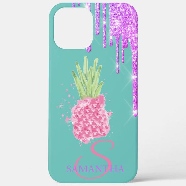 Coques Case-Mate iPhone Paillettes qui dégoulinent Vert Menthe Ananas (Verso)
