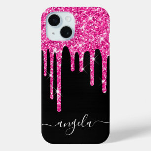 Coque Case-Mate iPhone Paillettes rose vif qui dégoulinent Signature Blac