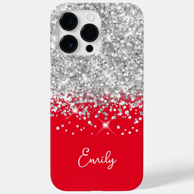 Coques Case-Mate iPhone Paillettes rouges et argentées Glam (Verso)