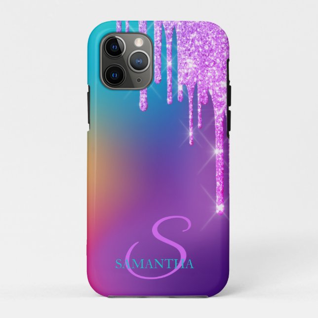 Coques Case-Mate iPhone Paillettes Tendances Drips Ombré Holographique (Dos)