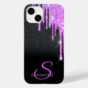 Coque Case-Mate iPhone Paillettes violettes élégantes coulantes sur fond