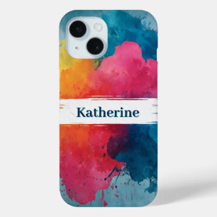 Coque Case-Mate iPhone Paint à l'aquarelle vive avec nom personnalisé