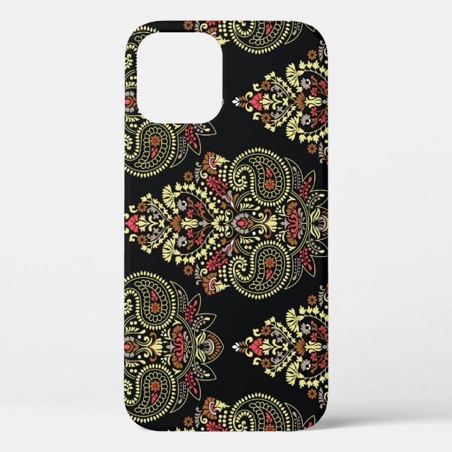 Coques Case-Mate iPhone Paisley, arrière - plan noir géométrique (Verso)