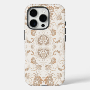 Coque iPhone 16 Pro Paisley en beige esthétique moderne Tan Brown