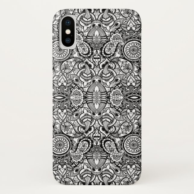 Coques Case-Mate iPhone Paisley floral noir (Dos)