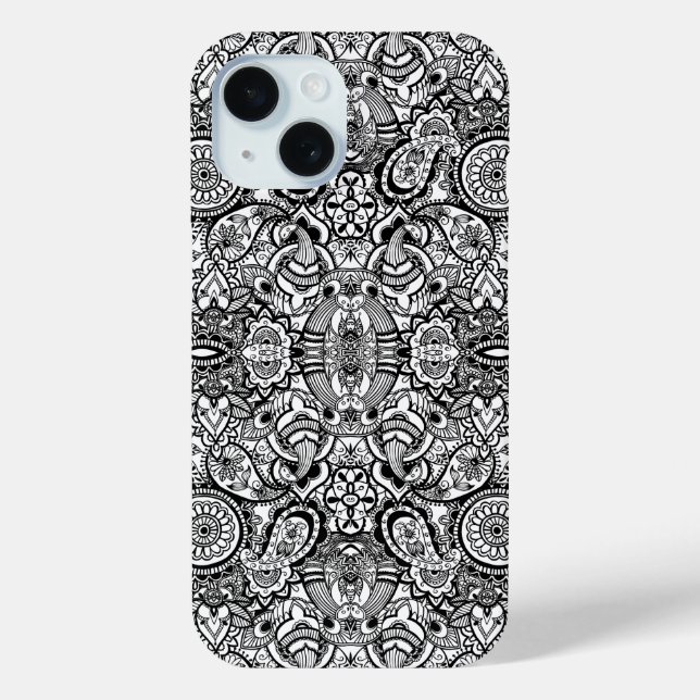 Coques Case-Mate iPhone Paisley floral noir (Verso)
