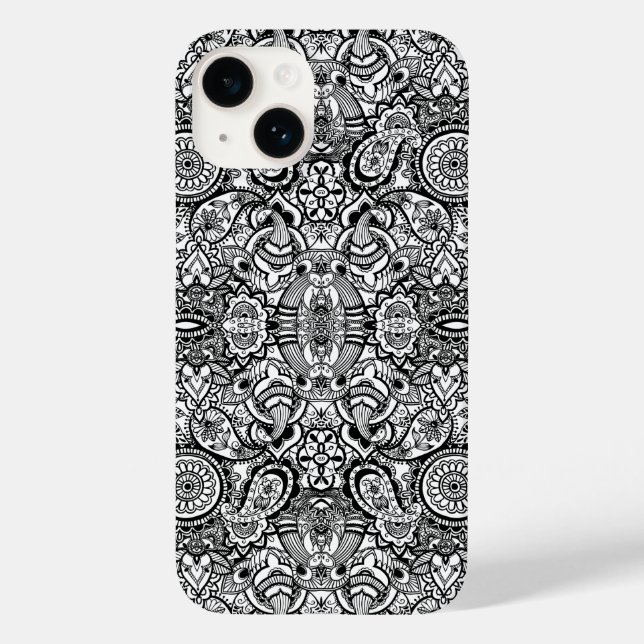 Coques Case-Mate iPhone Paisley floral noir (Verso)