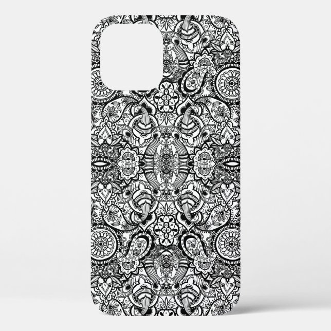 Coques Case-Mate iPhone Paisley floral noir (Verso)