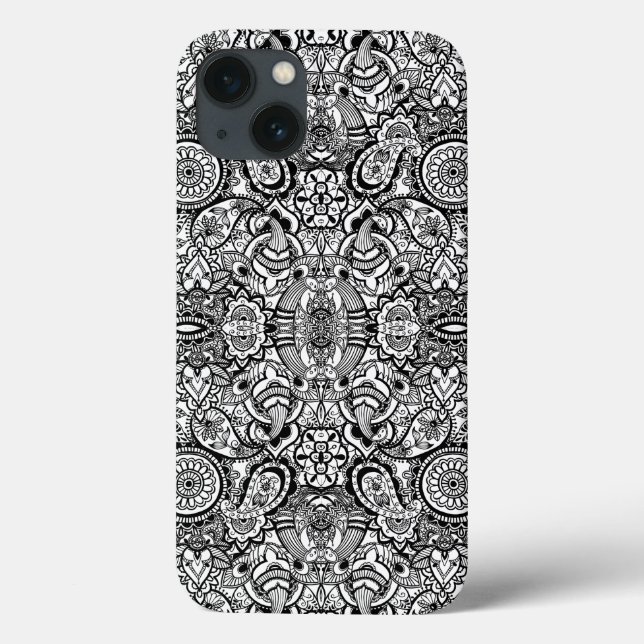 Coques Case-Mate iPhone Paisley floral noir (Verso)