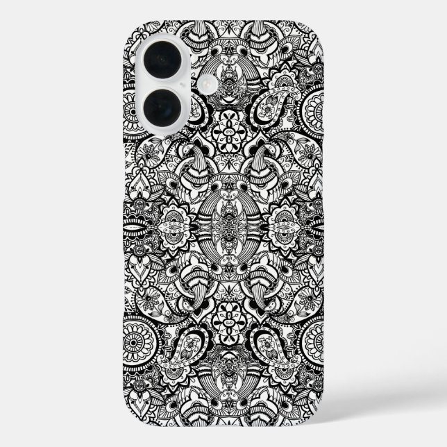 Coques Case-Mate iPhone Paisley floral noir (Verso)