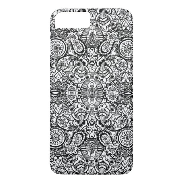 Coques Case-Mate iPhone Paisley floral noir (Dos)