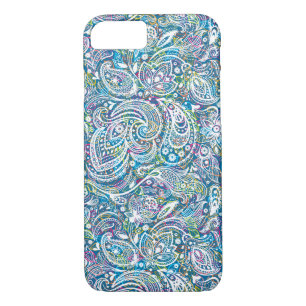 Coques Pour iPhone Paisley Florale Blanche Et Arrière - plan Coloré