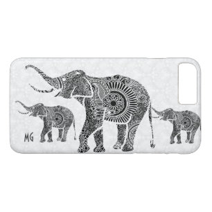 Coque Case-Mate Pour iPhone Paisley florale noire et blanche Elephant-Monogram