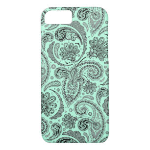 Case-Mate iPhone Case Paisley Florale Ornée Noire Et Monnaie Verte