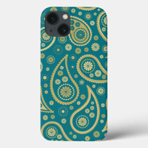 iPhone 13 Coque Paisley Funky Print in Turquoise & Golds