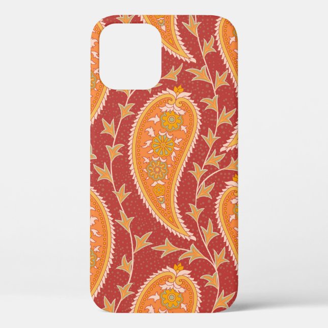 Coques Case-Mate iPhone Paisley motif. Concombre turc. Maroon-orange c (Verso)