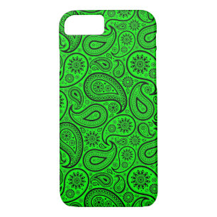 Coques Pour iPhone Paisley noire sur Arrière - plan vert clair