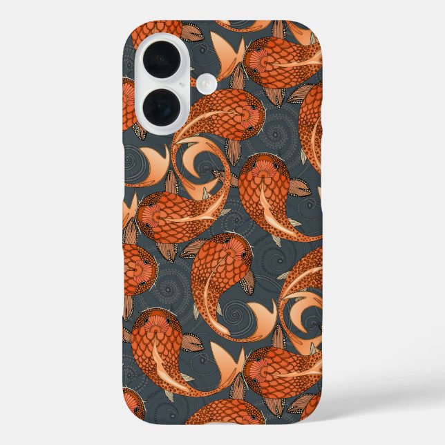 Coques Case-Mate iPhone paisley poisson gris foncé (Verso)